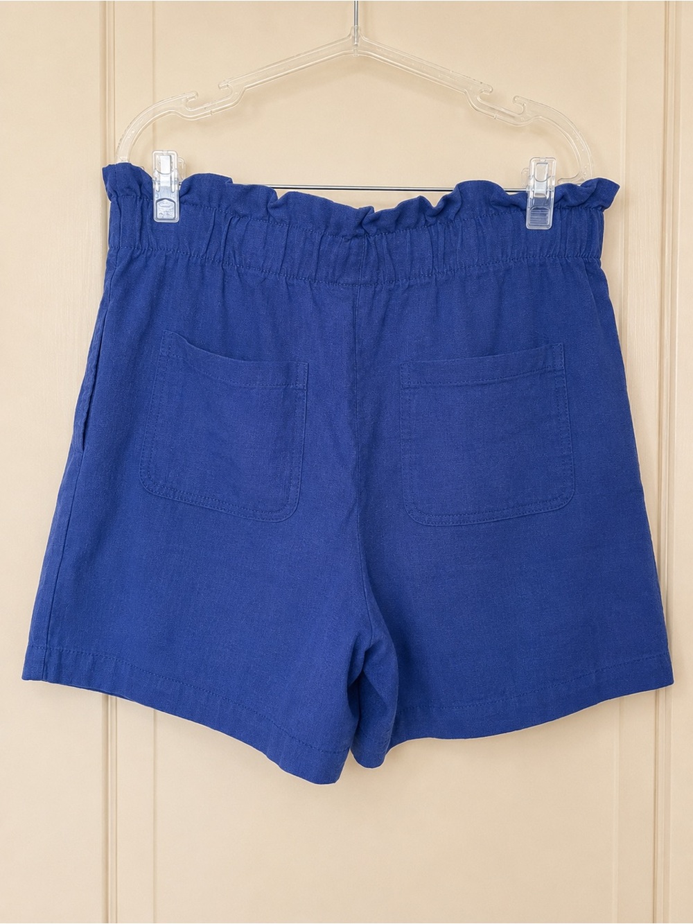 St. John’s Bay Linen Blend Shorts Size M Elastic Waist Blue Summer Casual - Picture 3 of 5